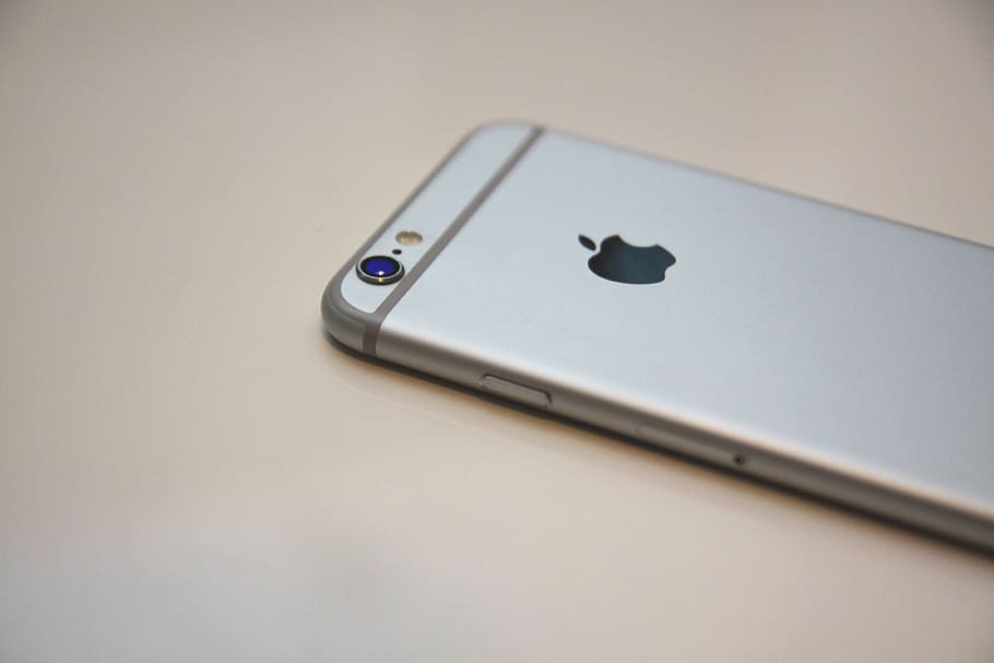 space gray iPhone 6 on top of white surface, apple, apple device HD wallpaper
