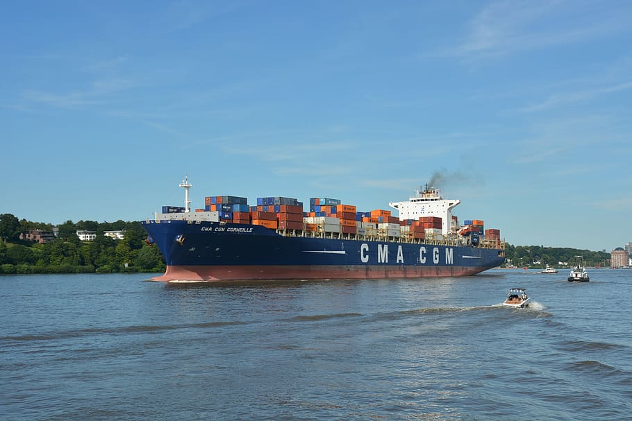 technology, container ship, vessel, elbe, cgm, nautical vessel HD wallpaper