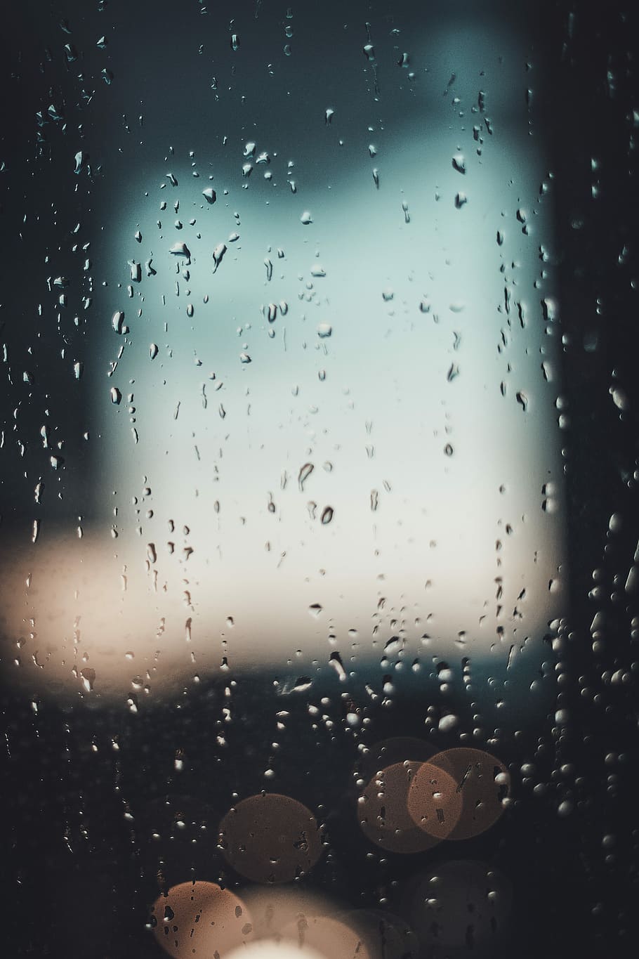 rain, water dews on glass, drop, window, reflection, wet, transparent HD wallpaper
