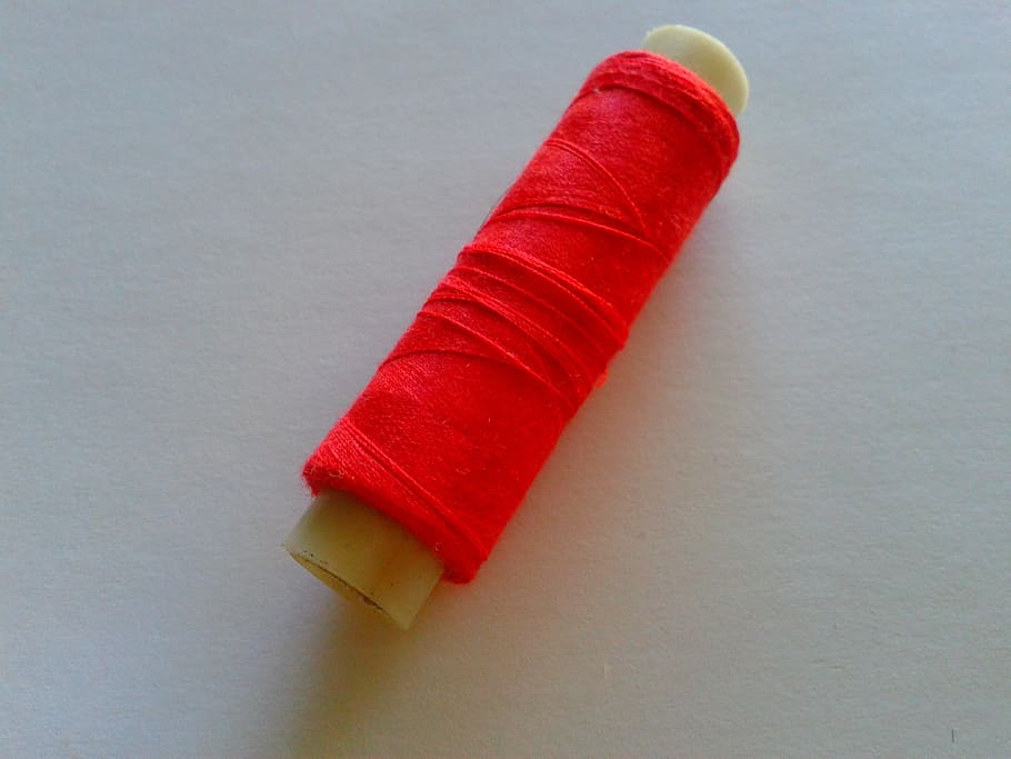 thread, red, tailor, indoors, still life, no people, close-up HD wallpaper