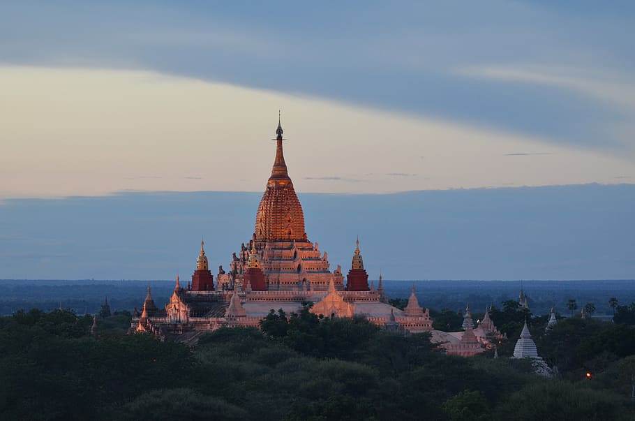 burma, myanmar, buddhist, religion, sky, place of worship, architecture HD wallpaper