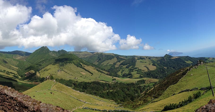 azores, hills, view, landscape, environment, cloud - sky, scenics - nature HD wallpaper