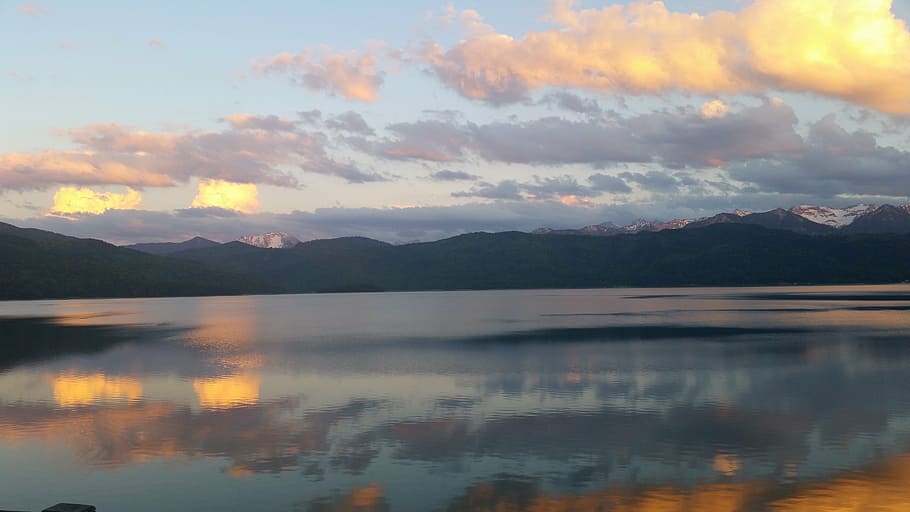 walchensee, evening sun, mountains, sky, water, cloud - sky HD wallpaper