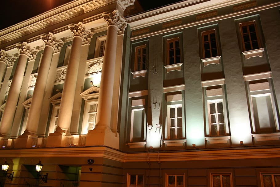 Building, Night, Lights, Shadows, urban, landmark, architecture HD wallpaper