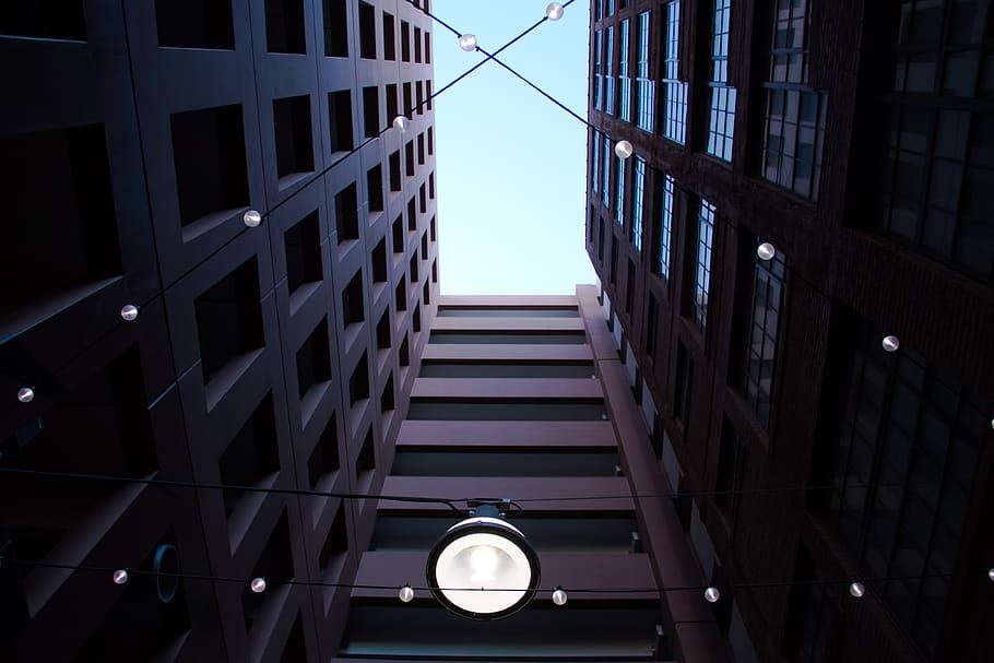 building, perspective, urban, architecture, windows, structure HD wallpaper