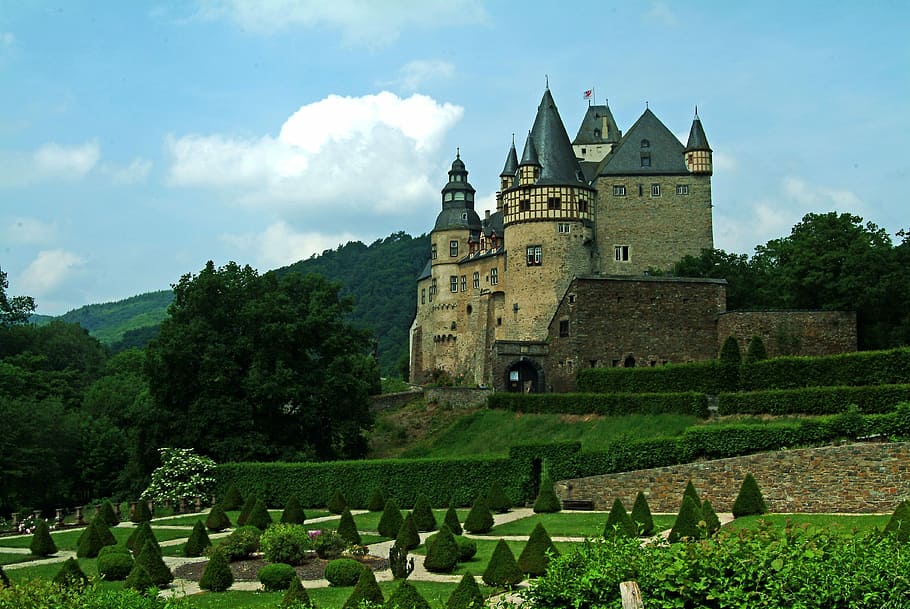Castle, Eifel, Vulkaneifel, bürresheim castle, park, middle ages, HD wallpaper