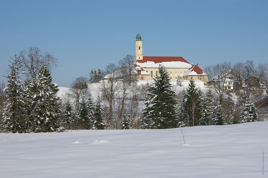 monastery, reutberg, winter, snow, landscape, wintry, cold HD wallpaper