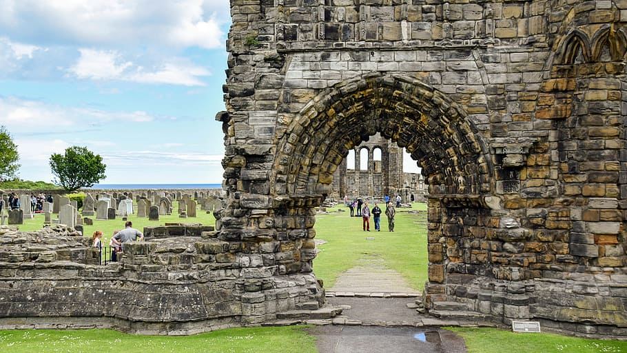 concrete arch building, scotland, st andrews, cathedral, substantiate, HD wallpaper