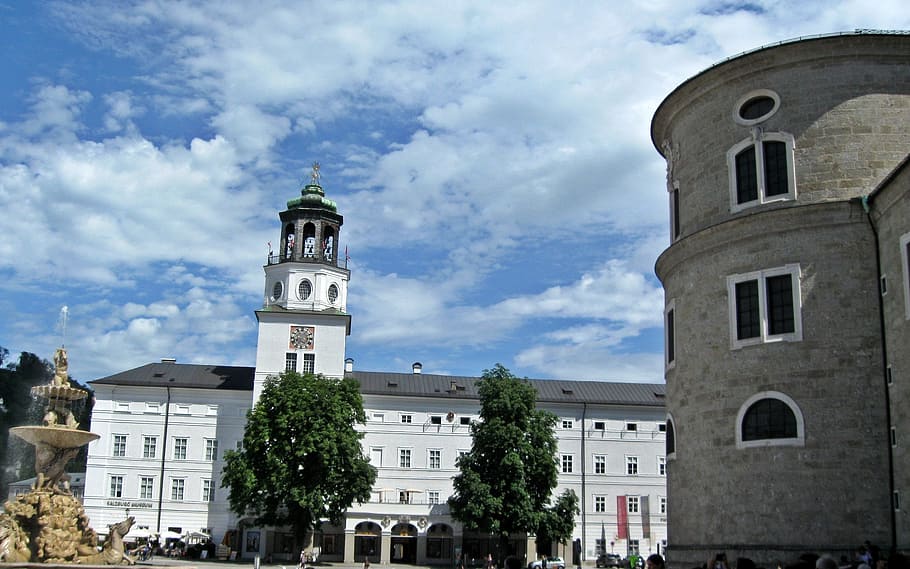 salzburg, square, tower, building exterior, architecture, built structure HD wallpaper