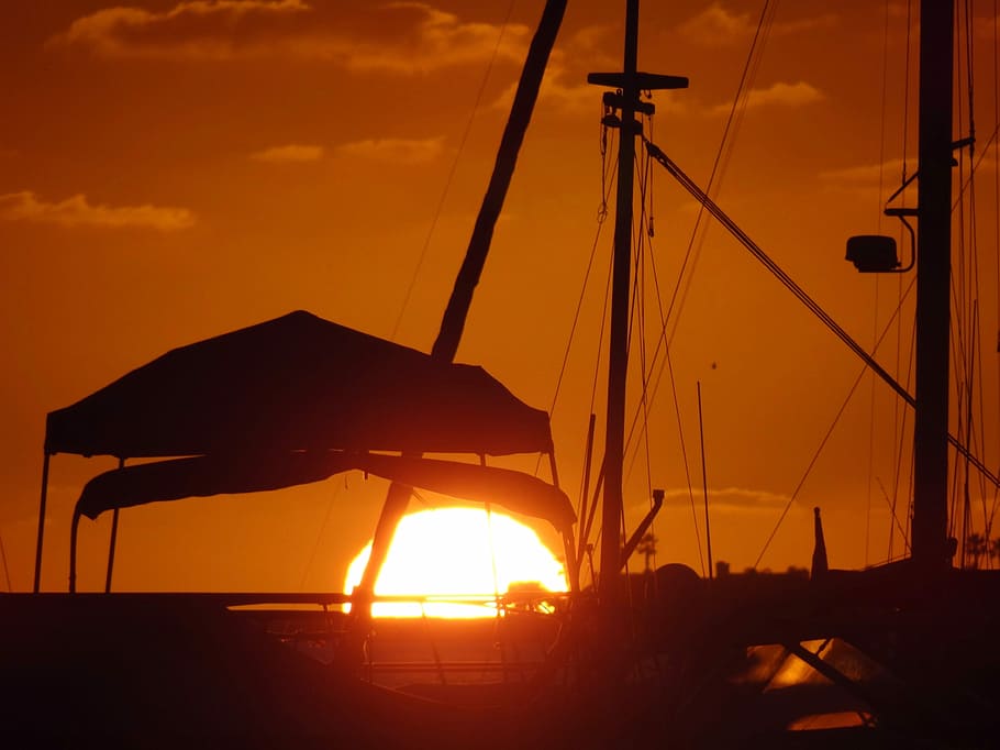 Sunset, Marina, Sea, industry, transportation, no people, freight transportation HD wallpaper
