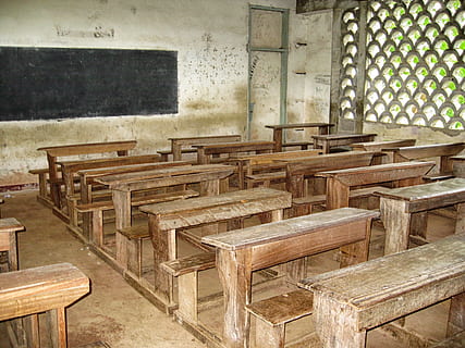 brown and white classroom interior, cameroon, school, desks HD wallpaper