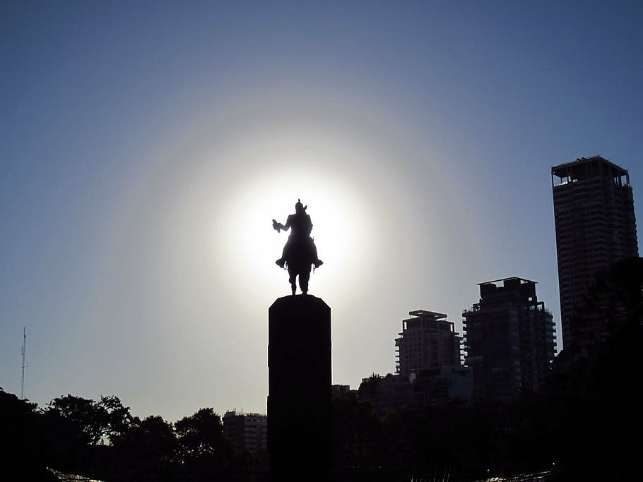 silhouette, sculpture, statue, monument, sky, romantic, buenos aires HD wallpaper