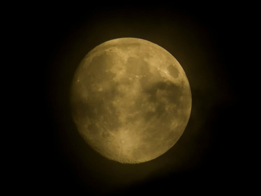 Night, Full Moon, Moonlight, Mood, gold, sky, astronomy, moon surface HD wallpaper