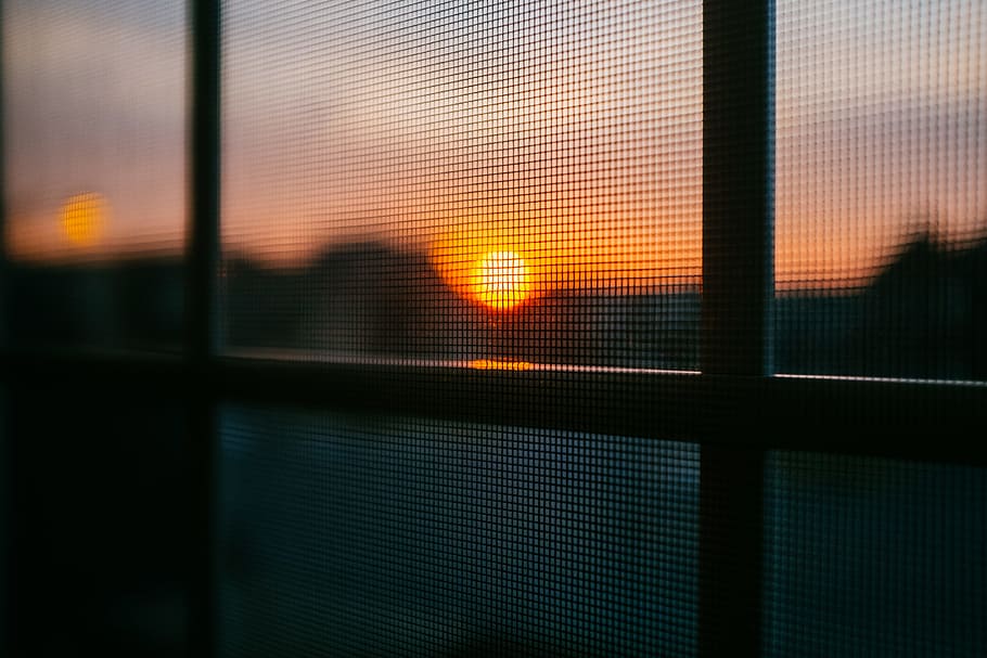 photo of sunset, window, sunrise, screen, window screen, glass - Material HD wallpaper
