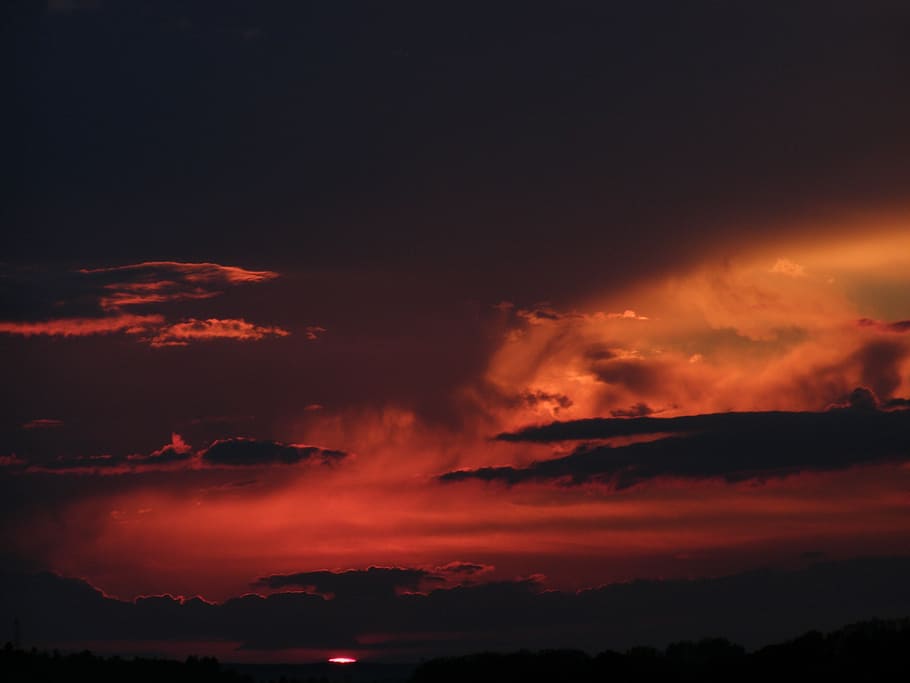 sunset, clouds, orange, west, sky, nature, dusk, summer, cloud - Sky HD wallpaper