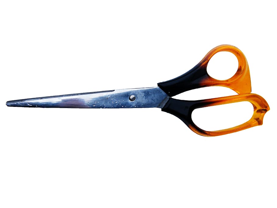 paper scissors, craft scissors, orange, office, cut out, white background HD wallpaper