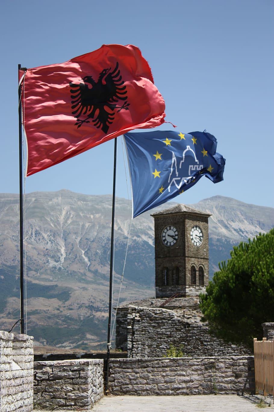 Albania, Flag, Landscape, Holiday, red, no people, sky, outdoors, HD wallpaper