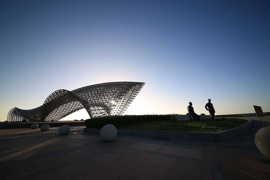 building, grid, metal, beach, sea view park, shanghai nanhui HD wallpaper
