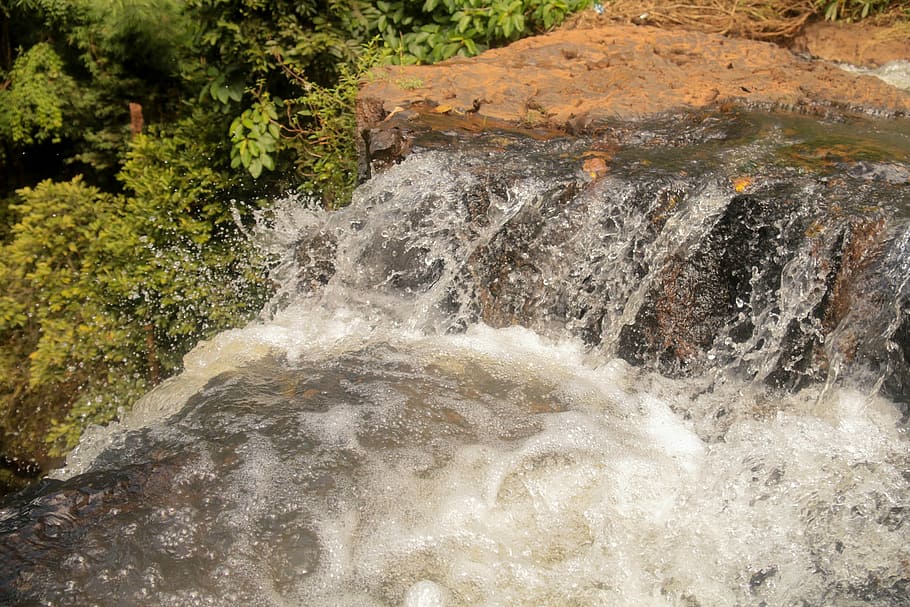 Forest, Nature, Waterfall, motion, no people, long exposure HD wallpaper
