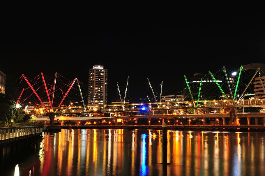 HD wallpaper: lighted concrete building during nighttime, brisbane, bridge  | Wallpaper Flare