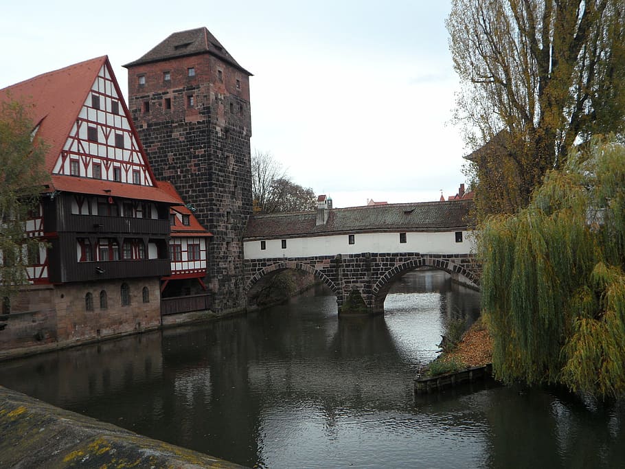 nuremberg, old town, pegnitz, bridge, autumn, tower, river HD wallpaper