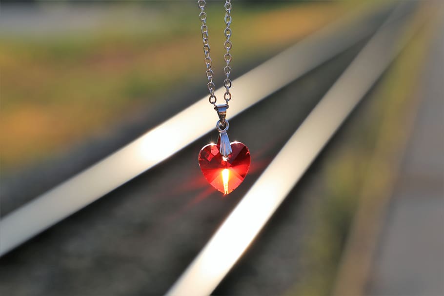 stop youth suicide, red heart medallion on railway, for all kids and teens, HD wallpaper