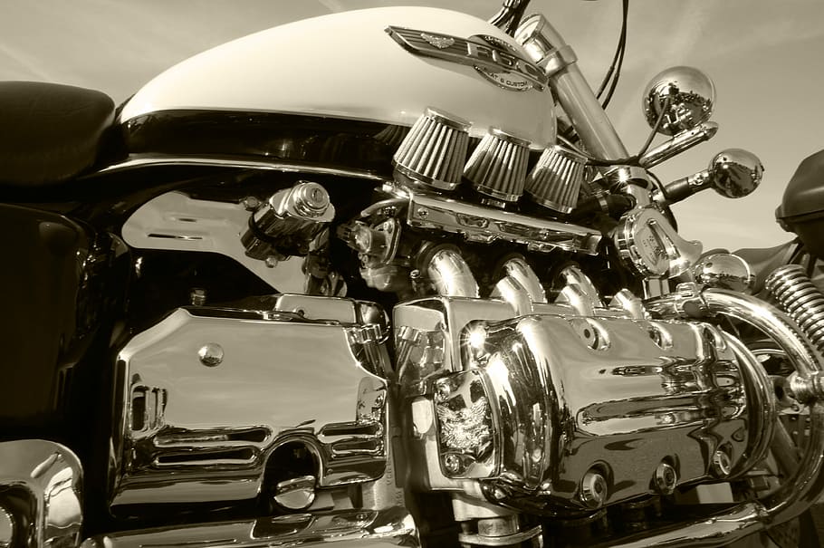 Motorcycle, Engine, big, motorbike, vehicle, ride, vintage HD wallpaper