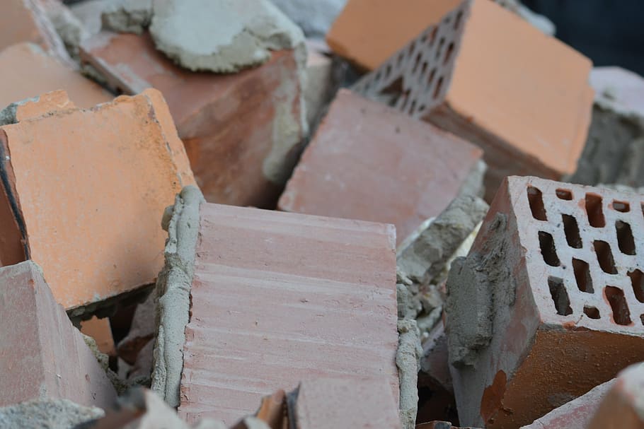 bricks, stones, building blocks, demolition, no people, stack HD wallpaper
