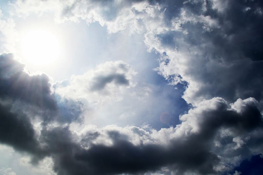 cloud, sky, sun, sun light, miracle, beautiful, dark, bright HD wallpaper
