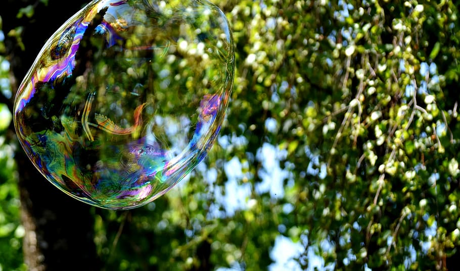 soap bubble, huge, large, make soap bubbles, wabbelig, iridescent HD wallpaper