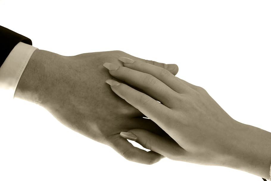 woman and man holding hands, contact, affection, love, friendship HD wallpaper