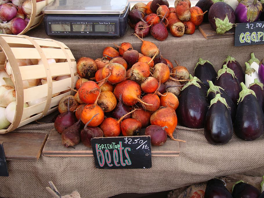 beets, eggplants, onions, vegetables, farmers market, food and drink HD wallpaper