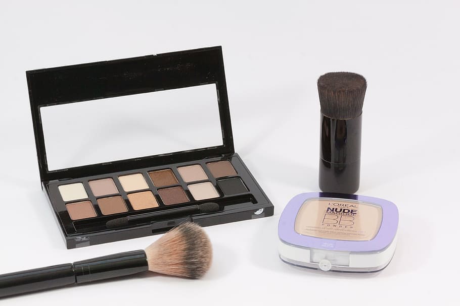 assorted makeup collection, make up, brush, kabuki-pnsel, eye shadow HD wallpaper