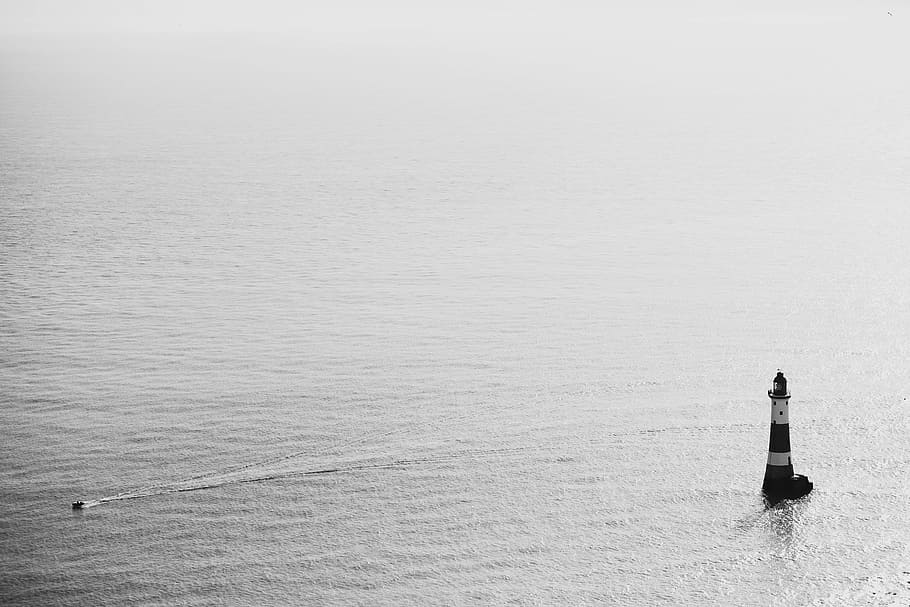 sea, ocean, water, waves, nature, boat, sailing, lighthouse HD wallpaper