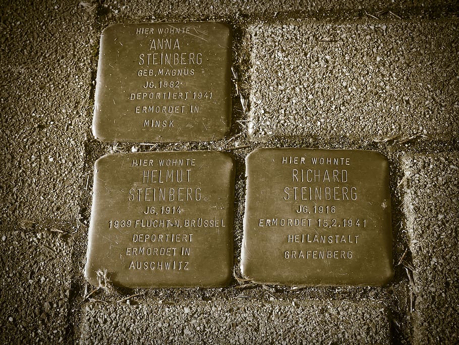 Memorial, Stumbling Blocks, Holocaust, name, stones, victims, HD wallpaper