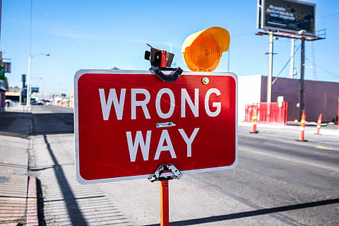 red Wrong Way signage on road, wrong way signage, warning, road sign HD wallpaper