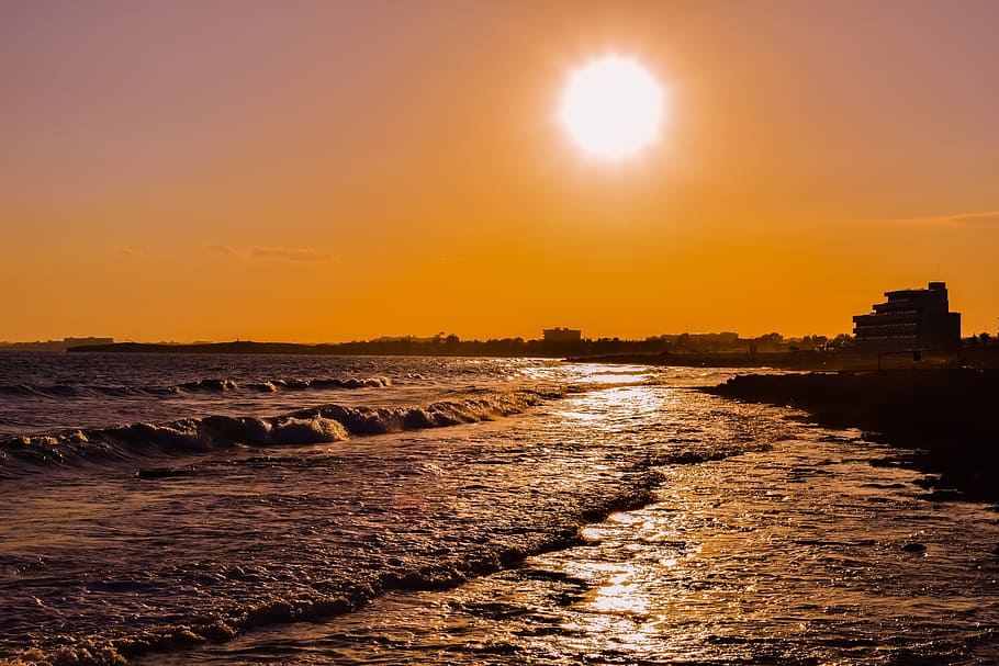 Sunset, Afternoon, Sea, Beach, sky, landscape, nature, summer HD wallpaper