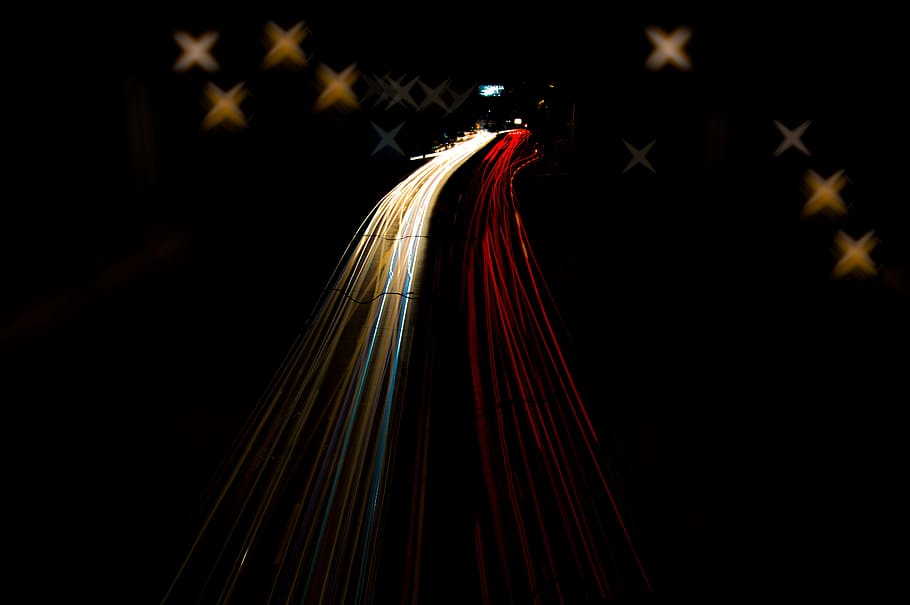 timelapse of highway, timelapse photography of cars on road, night HD wallpaper