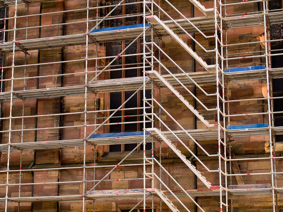 building, site, scaffolding, facade, architecture, built structure HD wallpaper
