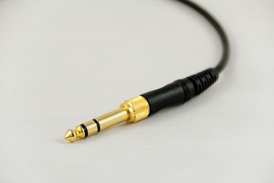 PRS cable on gray surface, jack, audio, music, sound, plug HD wallpaper