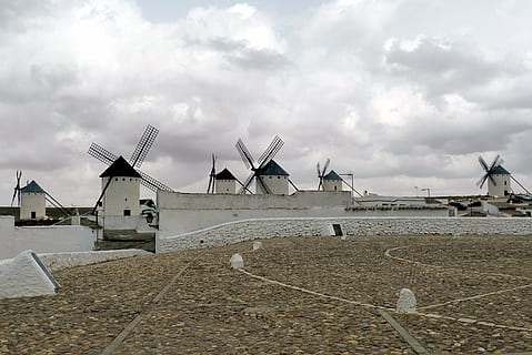 windmill, spain, castile, la mancha, don quijote, cervantes HD wallpaper