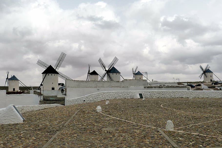 windmill, spain, castile, la mancha, don quijote, cervantes HD wallpaper