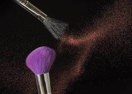 black and purple makeup brush with glitters, macro, sand, texture HD wallpaper