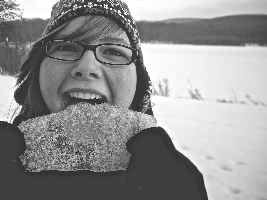 winter, human, joy, girl, ice, portrait, headshot, one person HD wallpaper