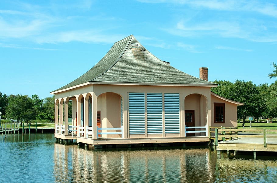Boathouse, Dock, Pier, Outer Banks, currituck, nags head, water HD wallpaper