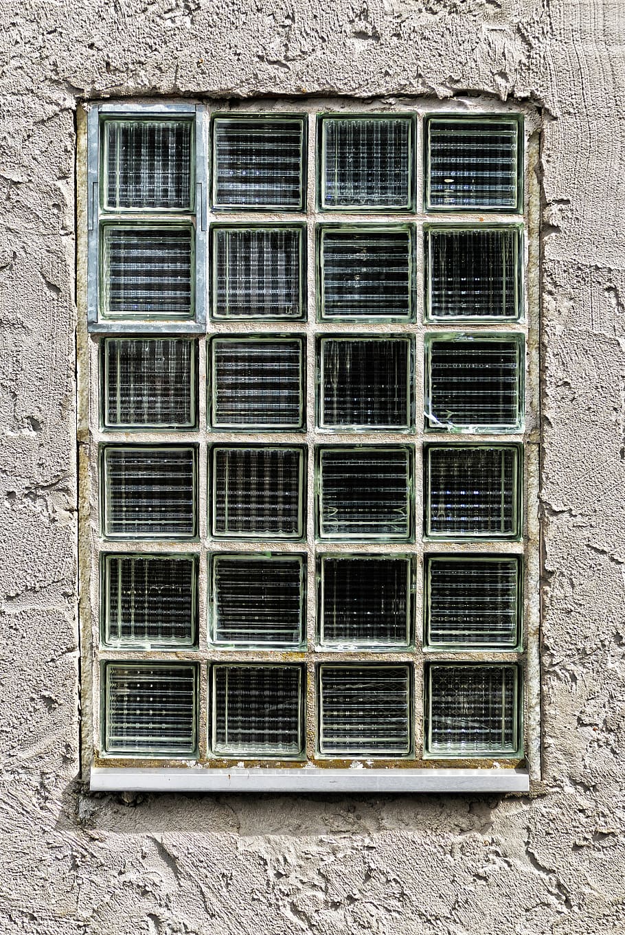 facade, glass blocks, window, wall, building, old, home, old building HD wallpaper