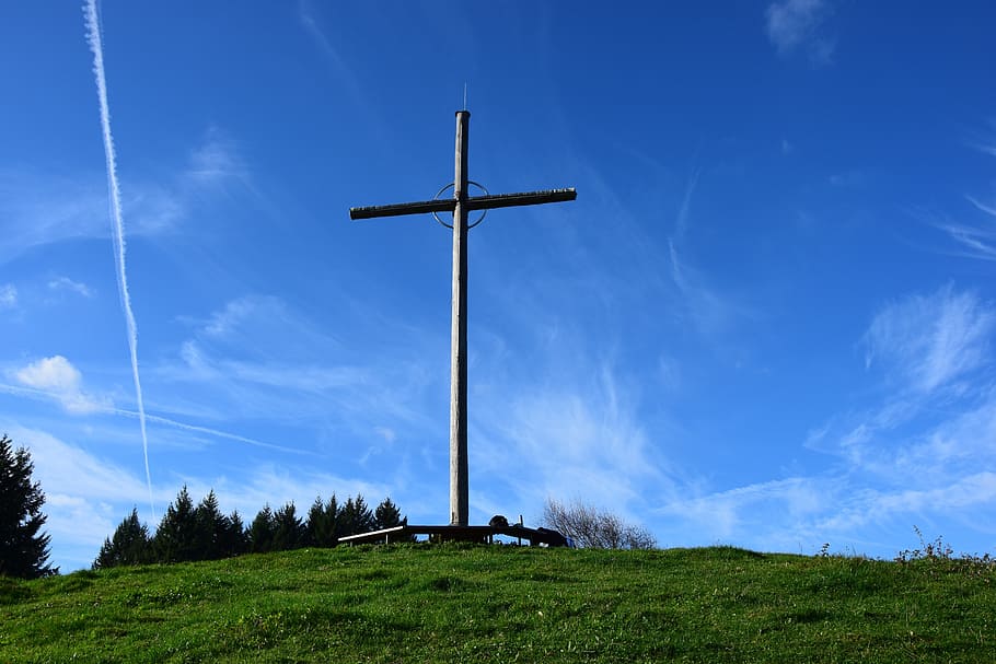 cross, summit cross, mountain, blue sky, fuel and power generation HD wallpaper