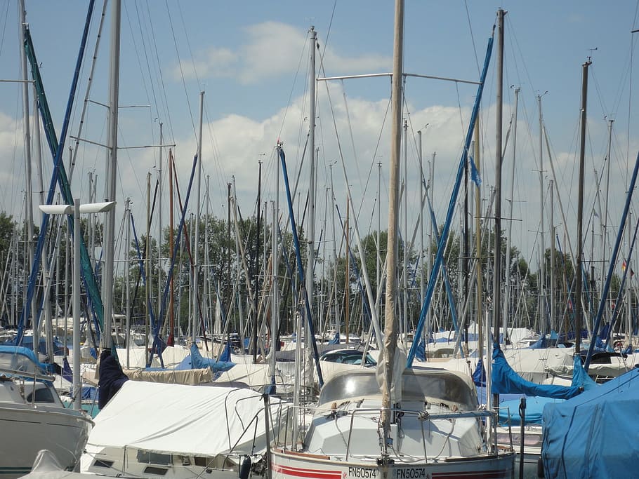 Marina, Sail, Masts, Lake Constance, sail masts, meersburg, HD wallpaper