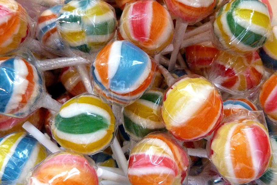 assorted-color lollipop lot, Sugar Confectionery, lollys, rainbow, HD wallpaper