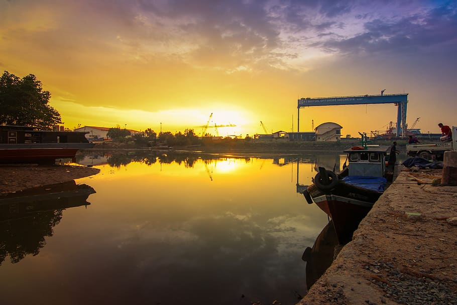 water, sunset, reflection, dawn, dusk, landscape, river, scenery HD wallpaper